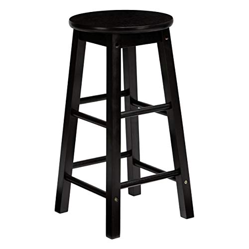 PJ Wood Classic Round-Seat 29-inch Bar Stools - Black, Set of 2