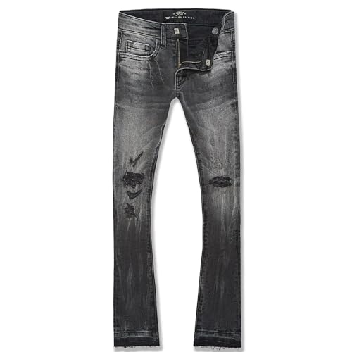 Boys Stacked Denim with Shreds on Knees Jeans (Black Shadow)