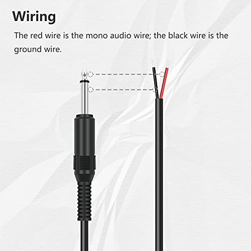 2 cables de audio 3ft con conector 6.35mm TS mono macho miniatura 2