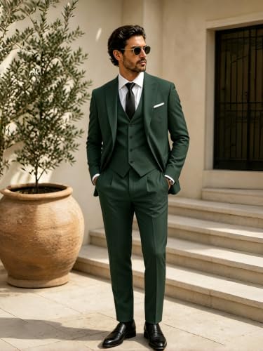 Image of Wangyue Men's Suits 3 Piece Slim Fit Wedding Suits for Men Formal Business Suit Party Prom Tuxedo
