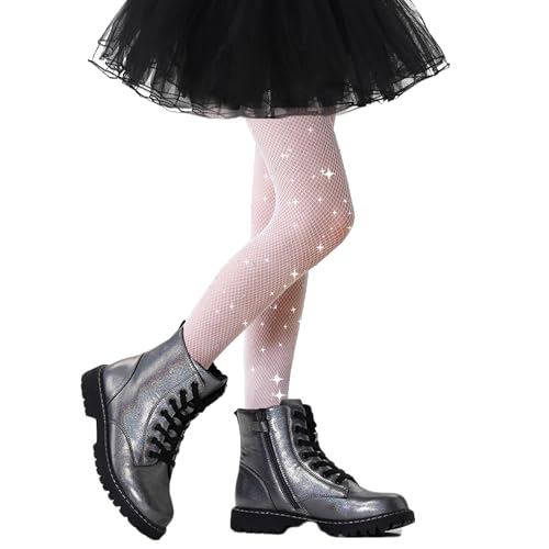 Image of Girls Sparkle Fishnet Tights Glitter Tights for Kids Toddler Rhinestone Stockings Halloween Star Pantyhose