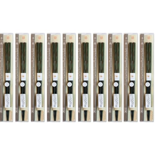 J-kitchens 箸 10膳セット お弁当 ピクニック 行楽用 運動会 来客用 おもてなし 木製 夢幻 緑 23cm (堆朱) 食洗機対応 日本製