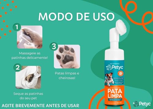 Pata Limpa 150 mL PETYC Higienizador de Patas para Cães e Gatos Espuma Relaxante