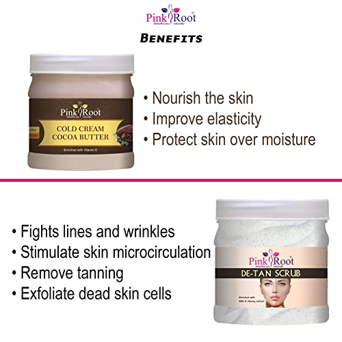 Image of Pink Root Cocoa Butter Cold Cream 500gm with De-Tan Scrub 500gm