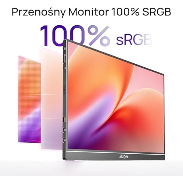 Портативный монитор ARZOPA 16 1 IPS 100 sRGB FHD 1080P HDR10 Ультратонкий 9 3 мм Встроенные динамики Plug Play для ноутбуков ПК Mac консолей - Z1C
