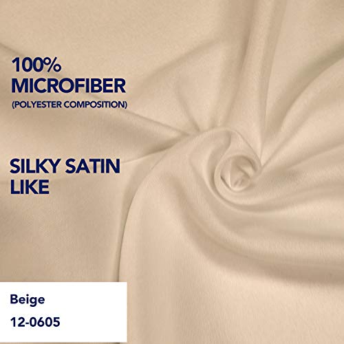 PureFit Wrap Around Ruffled Bed Skirt with Adjustable Elastic Belt - 14 Inch Drop Easy to Put On, Wrinkle Free Bedskirt Dust Ruffles, Bed Frame Cover for Twin, Twin XL and Full Size Beds, Beige