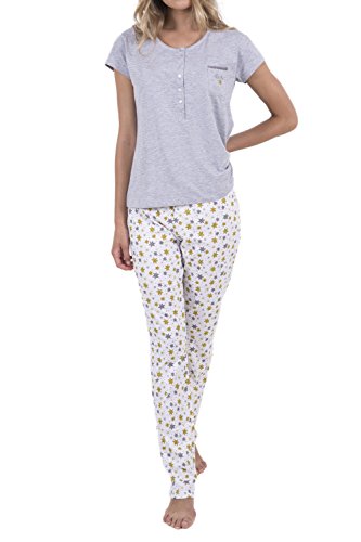 ADMAS Pijama Mujer De Manga Corta Be The Energy, Color Gris Jaspe, Talla XXL