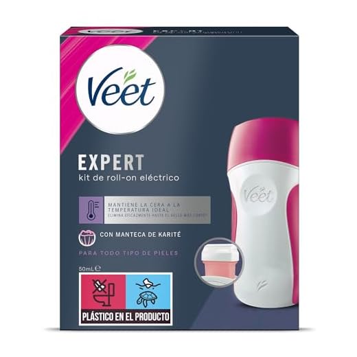Veet Kit Easywax Roll-On Eléctrico Calentador de Cera con Cartucho de cera incluido, todo tipo de pieles - 50 ml