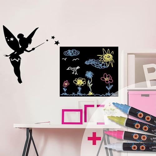 Stickers muraux ardoise tableau noir fée 115 cm revêtement premium