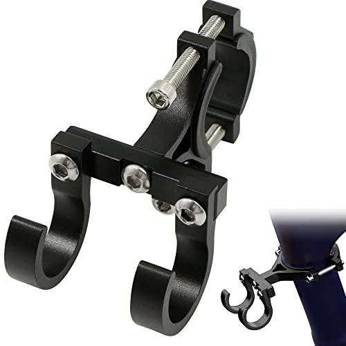 Gancho Delantero Patinete Eléctrico Titular - Cabeza Doble Accesorios de Montaje Hecho Aleación Aluminio para Bolsas Scooter Bicicleta Eléctrica Bicicleta, Negro, 1 Pieza Cover