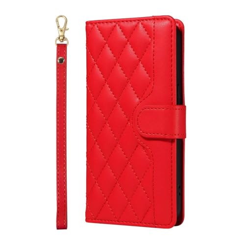 Coque pour Xiaomi POCO C71 4G anti-choc - Étui portefeuille rouge avec béquille intégrée