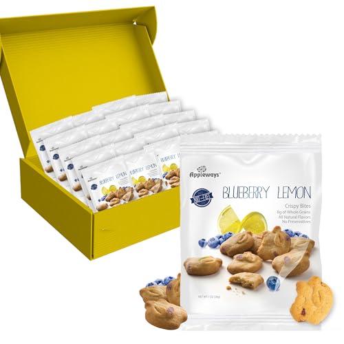 Appleways Blueberry Lemon Healthy Cookies, 20 Count (1.0 Oz Each), Crispy Crunchy Breakfast Biscuits with Blueberry Lemon Flavor, 8g Whole Grains, No Preservatives, Nut-Free Snacks