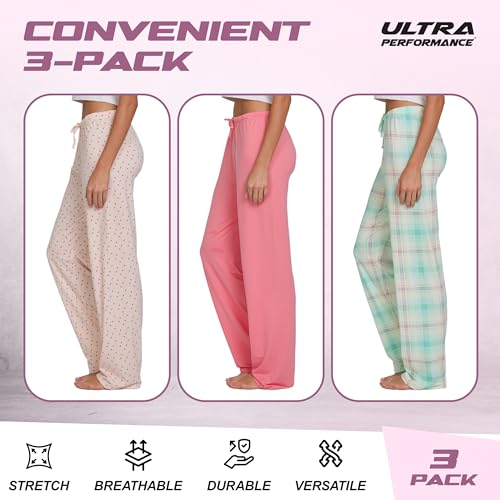 Image of Ultra Performance Pajama Pants Women 3 Pack Soft PJ Lounge Pajama Pants