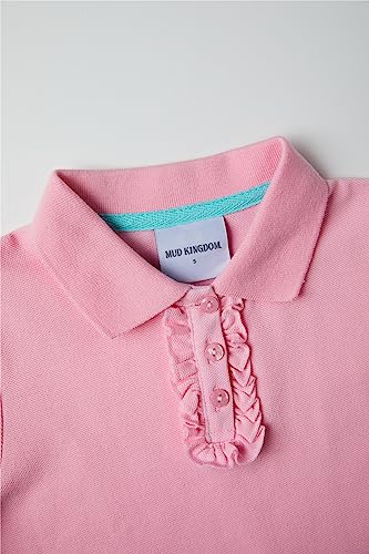 Image of Mud Kingdom Girls Short Sleeve Ruffle Pique Polo Uniform Top Stretch Lightweight
