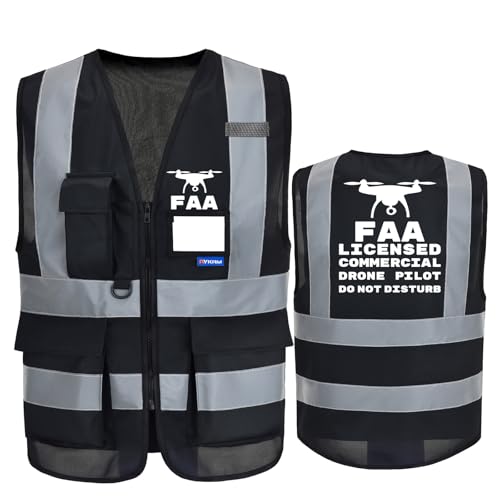 A-SAFETY Black FAA Licenced Drone Pilot Vest