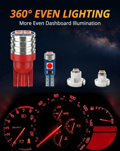 Image of WLJH Extremely Bright Red Dash Instrument Panel Gauge Cluster Bulbs + Climate Control Lights + Clock Light Led Kits for Lexus IS300 2001-2005, Pack of 12 | 3030 SMD, Dimmable, 360 Illumination, Gauge Illumination, Instrument Panel Light, Time Display, 12-Pack
