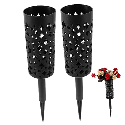 ORFOFE 2pièces Vases pour Cimetière avec Piques Contenant pour Fleurs pour Tombe Commémorative Design Creux Lot