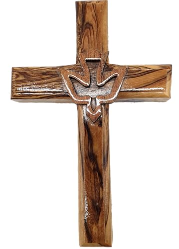 Zuluf – Presente religioso de cruz de madeira com cruz de madeira e pomba de madeira para pendurar n...