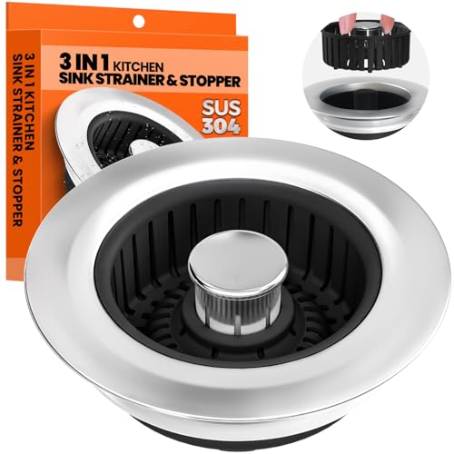 Colador y tapón de fregadero 3 en 1 negro Nipoko