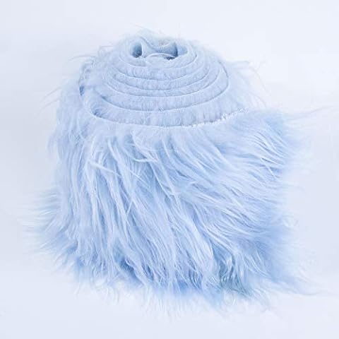 FabricLA Shaggy Faux Fur Roll - Acrylic Fabric 2" X 60" Inches Rolls of Fur - Artificial Fur Material - Use Faux Fur Piece for Crafts, DIY, Hobby, Costume Design, Decoration - Baby Blue Fur Cover