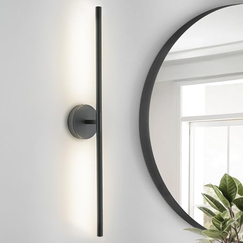 Image of Matte Black Bathroom Light Fixtures Over Mirror 36 Inch, 26W 360 Rotatable Dimmable 4000K Led Vanity Light Bar, Modern Bathroom Vanity Lights Above Mirror