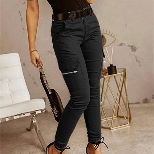 Tactical Pants for Women Skinny Stretch Cargo Pants High Waisted Straight Leg Pants Bound Feet Ripstop Cargo Trousers2