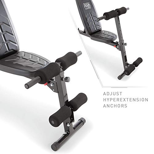 Marcy Multi-Position Utility Bench with Adjustable Hyper-Extension Anchor, 250-lb Max. Capacity Home-Gym Equipment PM-4880, Black