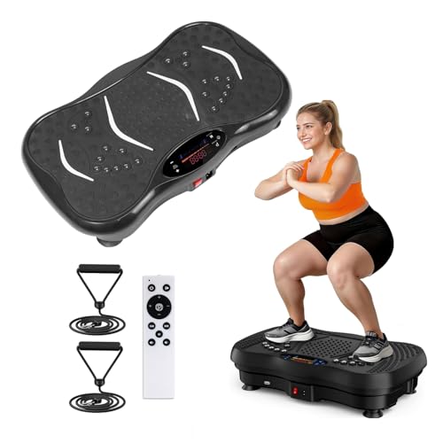 Image of Vibration Plate Exercise Machine for Weight Loss & Full Body Workout | Lymphatic Body Shaper with Bluetooth Speaker, 99 Speeds & Resistance Bands | Home Gym Equipment