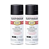 Rust-Oleum 7777830 Stops Rust Spray Paint, 12 oz, Satin Black, 2 Pack