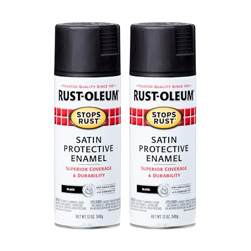 Image of Rust-Oleum 7777830 Stops Rust Spray Paint, 12 oz, Satin Black, 2 Pack