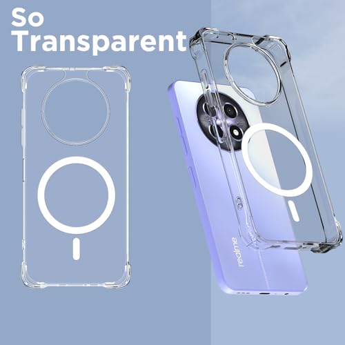 Image of Amazon Basics Back Cover for Realme 13 /12 / 12X 5G Mag-Safe Shockproof PC + TPU Protective Case Magnetic Support Bumper Case (Transparent Mag-Safe)