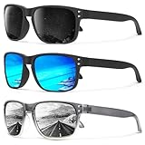 KALIYADI Polarized Sunglasses for Men Women, Mens Sunglasses Polarized UV Protection, Vintage Sun Glasses for Fishing Running Driving (3 pack)