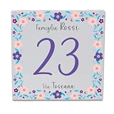SECONDOTE Numero Civico Esterno Personalizzato in Ceramica 20x20 cm