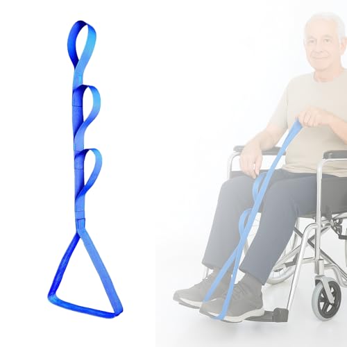 4734 leg lifter-multi-loop leg lifting assistance strap for leg injury hip surgery recovery elderlynon-slip wide webbing with aluminum stay getting legs in and out of bed or car blue