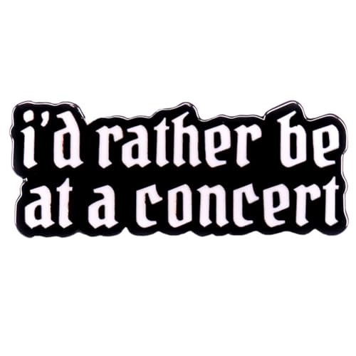 I’d Rather Be At A concert Brooch Funny Music Theme Brooch Enamel Pin Punk Style Words Pin Badge Retro Creative Clothes Bag DIY Craft Accessories Metal Brooch Fashion Gift for Women Men Music Fans