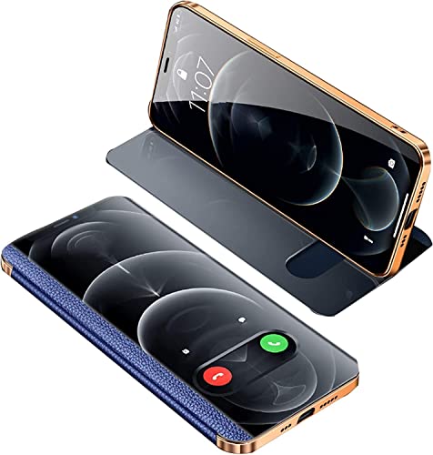 Étui cuir iPhone 12 Pro bleu parfait pour vos vidéos mains libres