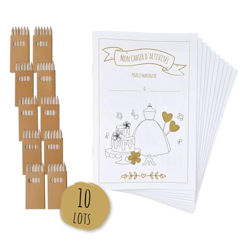Lot de 10 cahiers d‘activités pour enfants pour un mariage, Activités enfants pour un mariage, Cadeau pour invités de mariage, Cahiers d’activités...