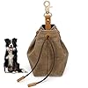 QKFON Leckerlibeutel fur Hunde, Futterbeutel Hundetraining Schrumpftaschen mit Clip Schnalle Futtertasche Leckerli Beutel für Hundetraining und Ausbildung Hunde (Braun)