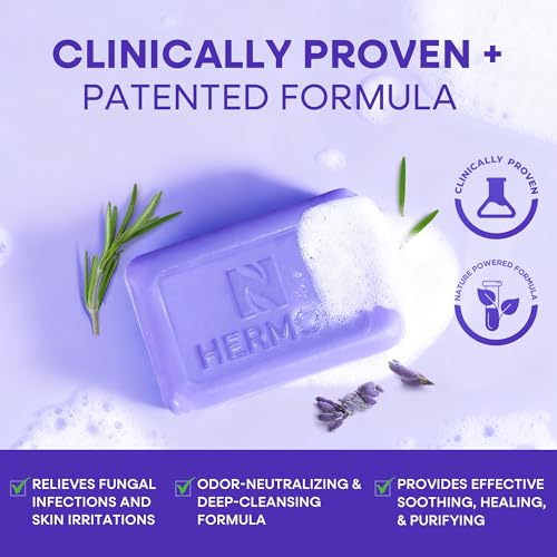 Image of Hermon Antifungal Bar Soap: Antifungal Soap for Ringworm, Jock Itch & Athlete's Foot with Tea Tree Oil - Tolnaftate 1% Medicated Anti Fungal Treatment Bar for Skin Fungus - 2 Bars