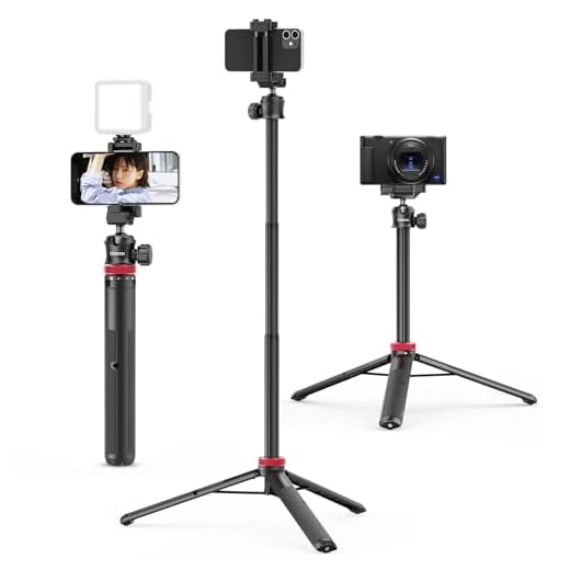 ULANZI Mt-44 Tripé Extensível Para Telefone Bastão De Selfie De 44" Para Celular Vlog Com Clipe De Telefone 2Em1 De Câmera Com Cabeça Esférica De 360° Para Iphone Sony Canon Gopro Leve Para Viagens