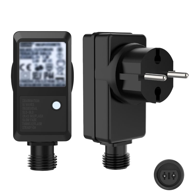 Isisyu 31V EU Lichterkette Stecker Außen 8 Modi mit Netzteil Adapter Timer Speicherfunktion Wasserdicht Transformator für Weihnachtsbeleuchtung Eisregen
