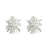 Pendientes de aretes de fuegos artificiales de tono plateado con 925 postes de plata esterlina, base de cobre, adecuados para citas, fiestas y regalos