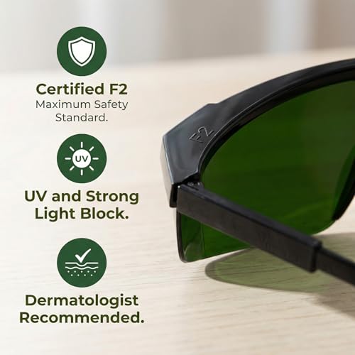VertexOval Gafas para Depilación de Luz Pulsada (IPL) y HPL, Lentes Verdes Anti-Deslumbramiento, Accesorio de Belleza Confortable para Sesiones en Casa - Anti-Flash y Fatiga Ocular - imagen 3