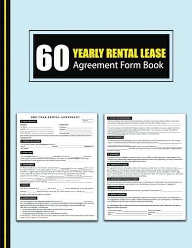 Yearly Rental Lease Agreement Form Book: One Year Residential Property Tenancy Contract Between Landlord and Tenant