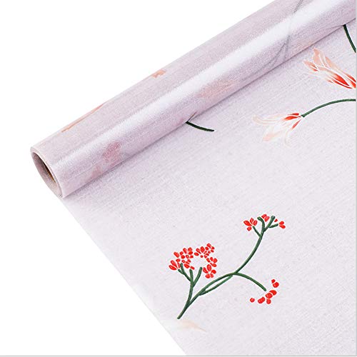 Vsudo 17.7" By 78.7" Privacy Window Film, Lily Flower Pattern Window Tint For Home, Static Cling Window Glass Sticker (9.68 Sq. Ft Total) #TOP2