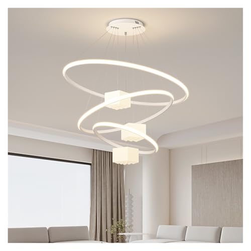 Lustre LED moderne blanc à 3 anneaux de 40 60 80cm pour éclairage de salon
