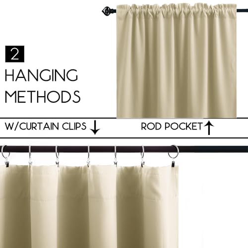 Image of KOUFALL Rod Pocket Blackout Tier Short Curtains-Biscotti Beige-34x30