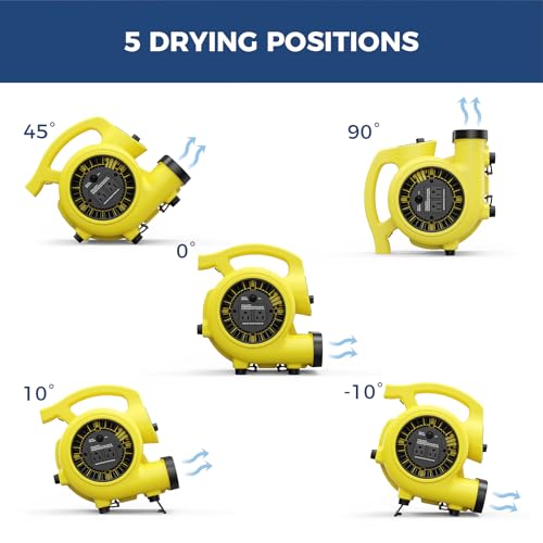 Image of ALORAIR 3 Speed Air Mover Blower Fan 115W 600CFM Utility Floor Fan - Yellow