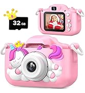 CADDLE & TOES Kids Camera for Girls, 1080P HD 2.0 Inch Screen with 32GB SD Card, Birthday Christm...