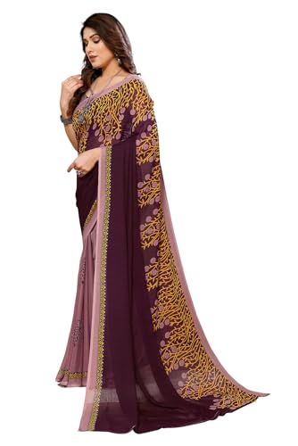 Image of KASHVI SAREES Women's Printed Georgette Saree With Unstitched Blouse Piece (Pack Of 2) -P2 1813 7 1108 3
